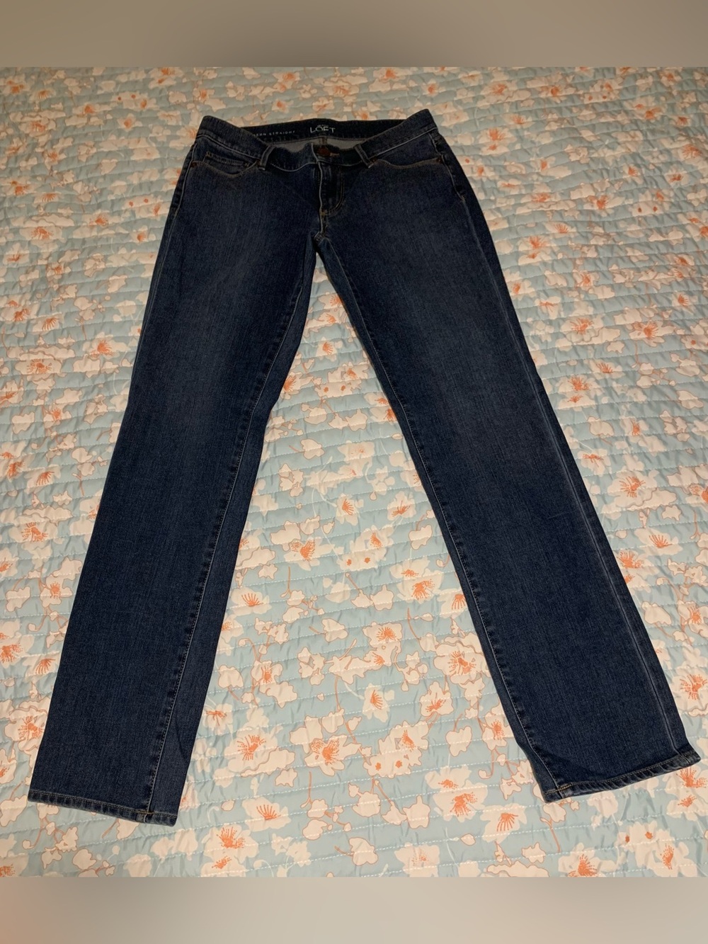 LOFT Dark Blue Straight-Leg Jeans